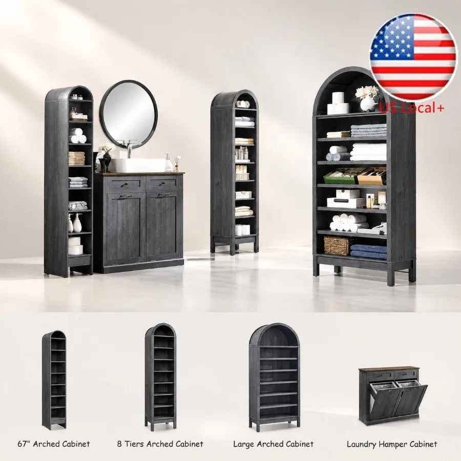 Storage - 67 cm hoge, gebogen badkamerkast, moderne,