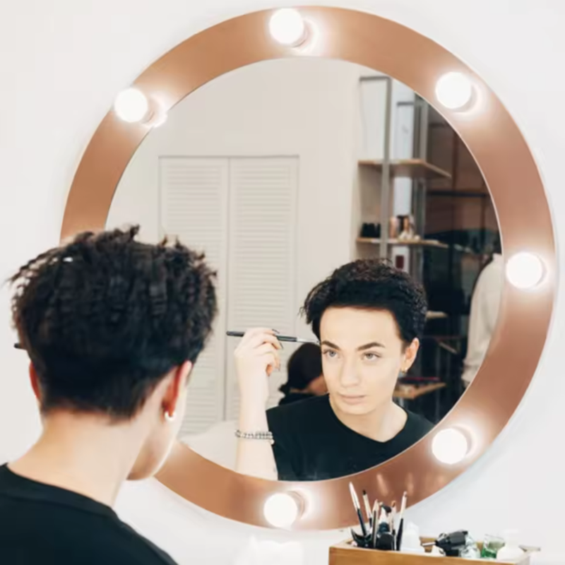 Dressing Table Vanity With Lighted Mirror - USB LED Hollywood Vanity Lamp Afneembare