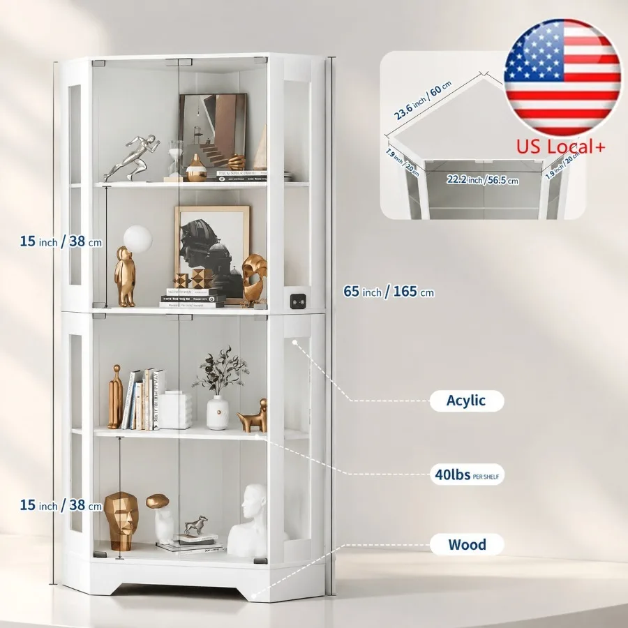 Storage - 65 cm witte, verzamelbare vitrinekast met