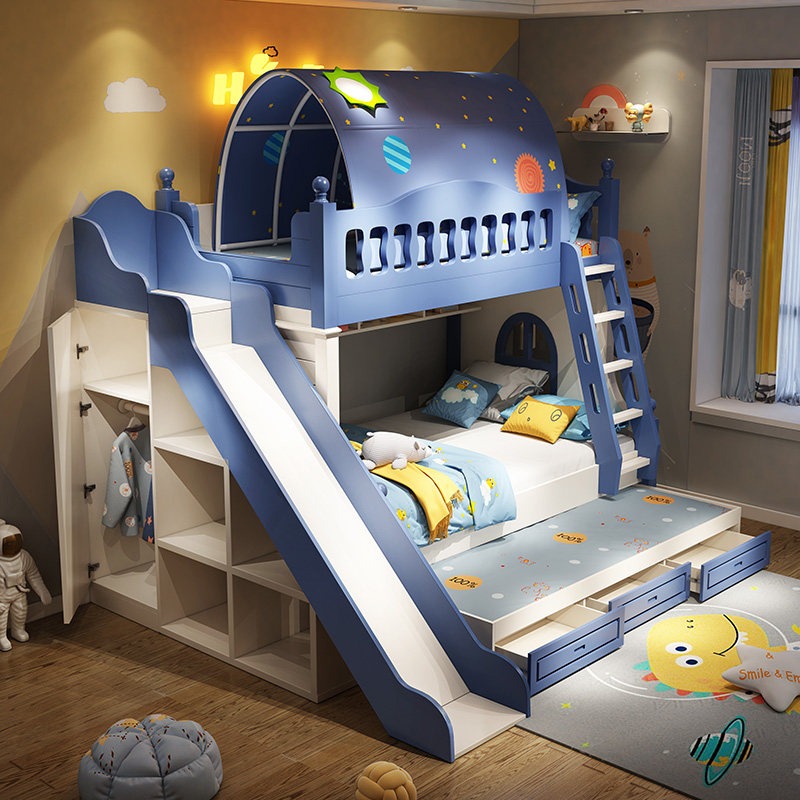 Bunk Bed With Stairs And Slide - Kinderbed Op- en neergaand bed Jongensbed