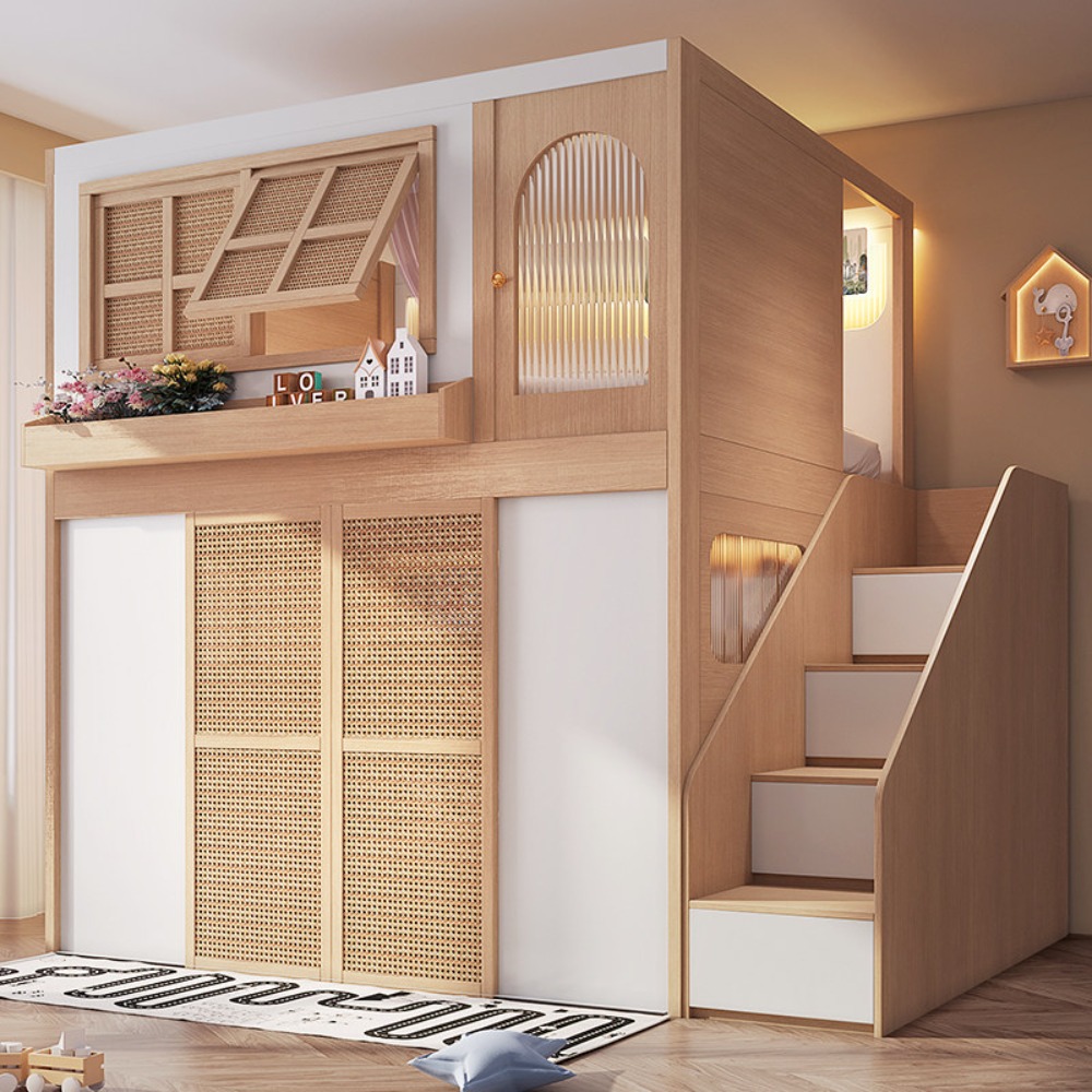 Bunk Bed With Stairs And Slide - Stapelbed met aparte privacyzones voor broer