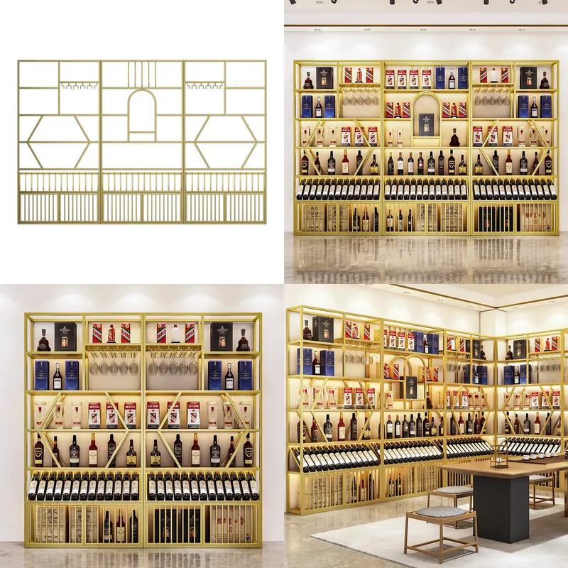 Storage - Modern smeedijzeren wijnrek van vloer tot