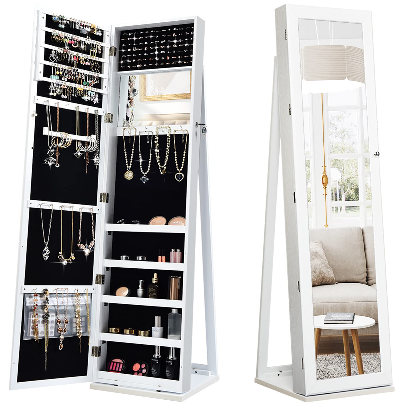 Full Length Mirror Jewelry Armoire - Staande sieradenkast met spiegel in volledige