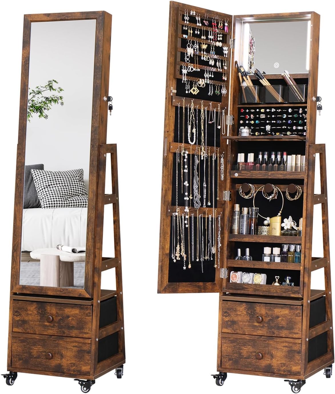 Draaibare sieradenkast met spi - Full Length Mirror Jewelry Armoire recensie en prijs
