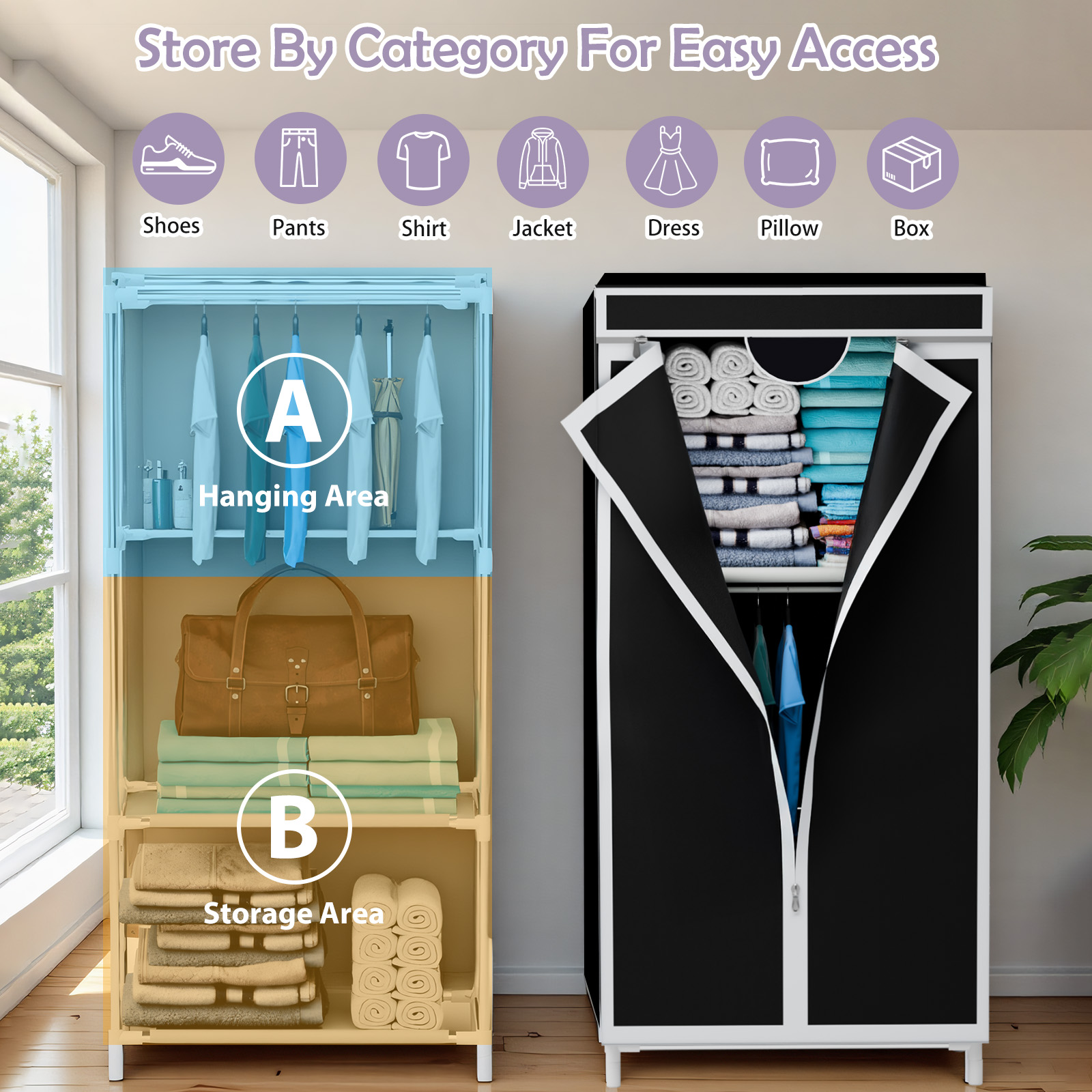 Draagbare kledingkast van stof - Wardrobe Closet Portable Fabric Cover recensie en prijs