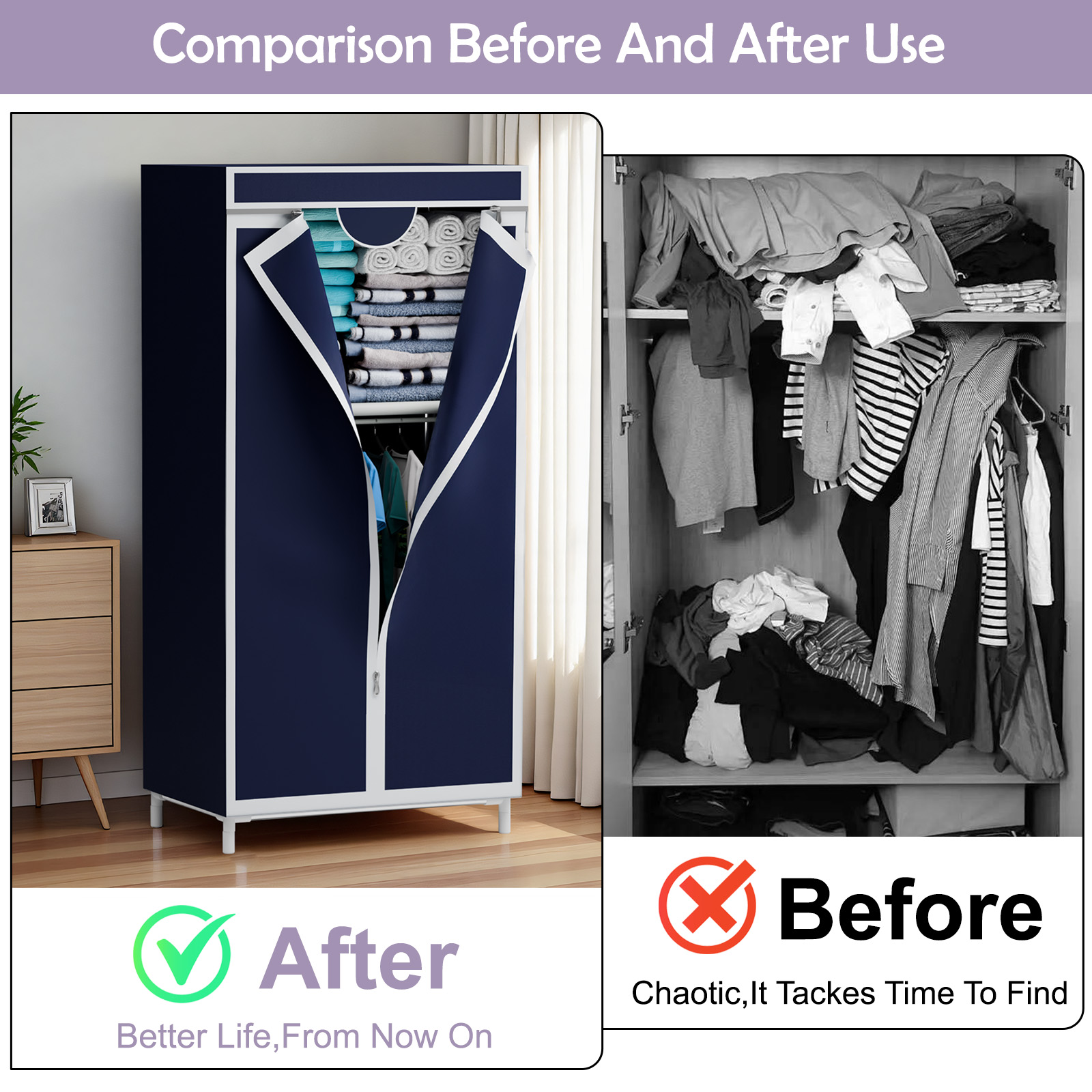 Draagbare kledingkast van stof - Wardrobe Closet Portable Fabric Cover recensie en prijs