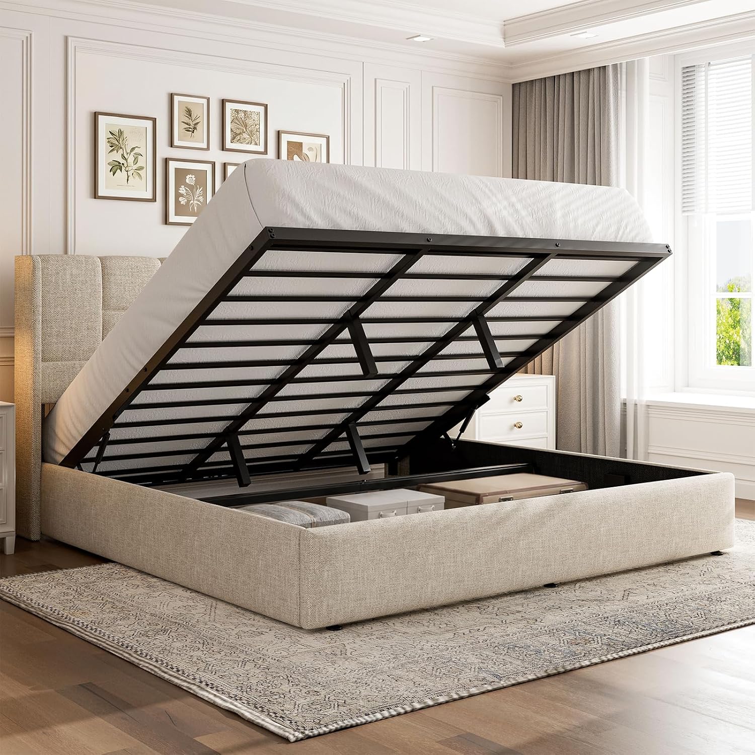 Kingsize bedframe met hydrauli - Gas Lift Storage Bed Hydraulic recensie en prijs