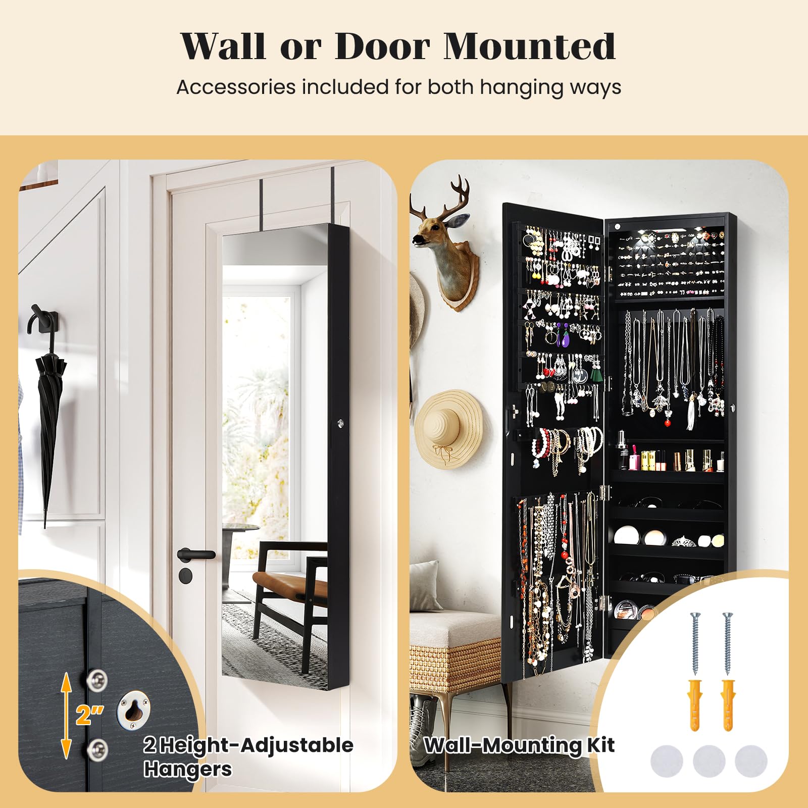 Wand- of deurmodel sieradenkas - Full Length Mirror Jewelry Armoire recensie en prijs