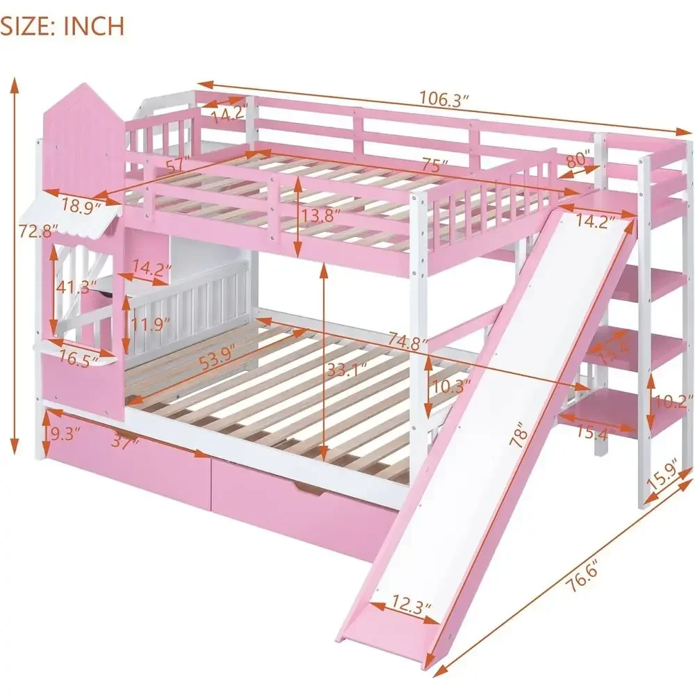 Kinderstapelbed met trap, glij - Bunk Bed With Stairs And Slide recensie en prijs