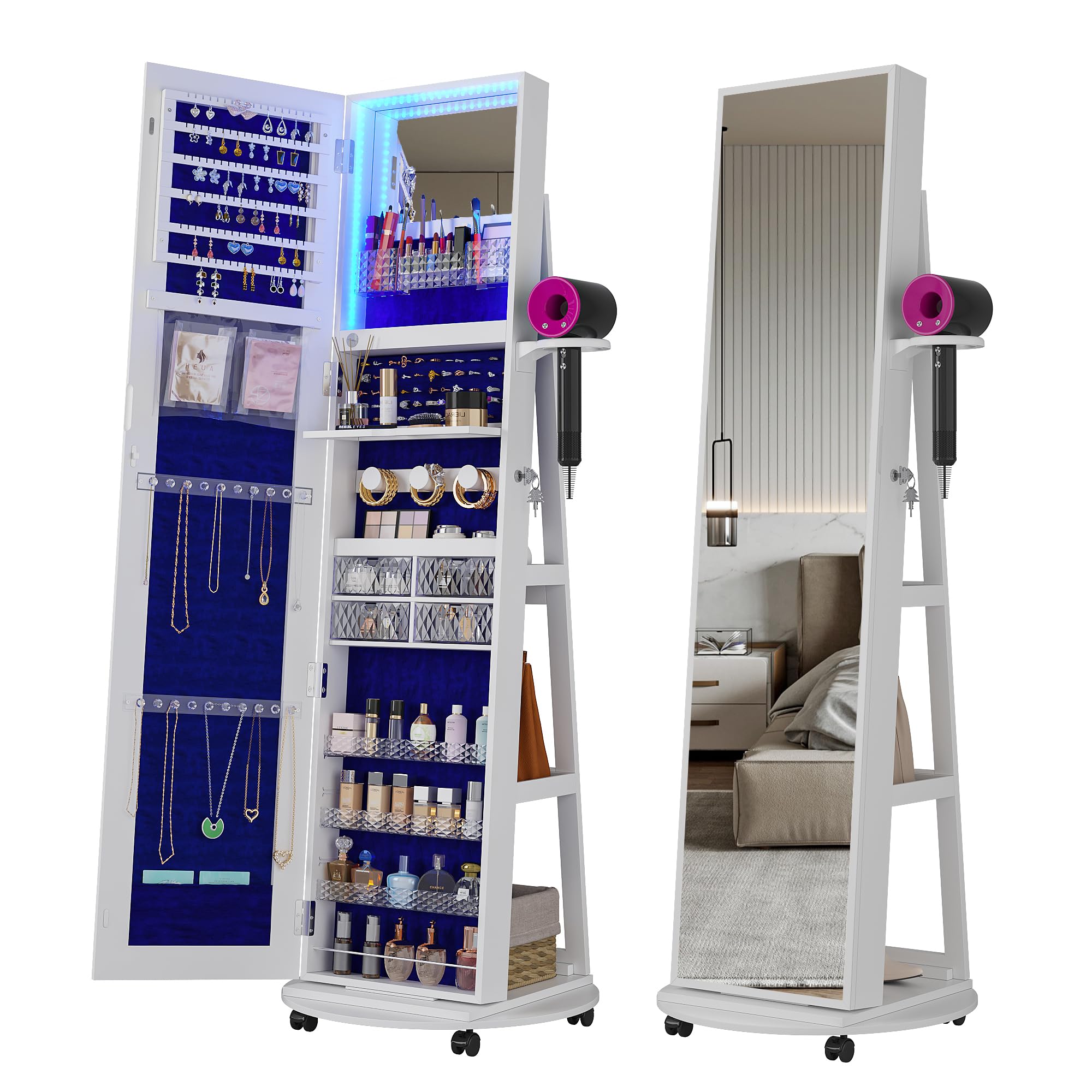 360 °   Draaibare sieradenkast - Full Length Mirror Jewelry Armoire recensie en prijs