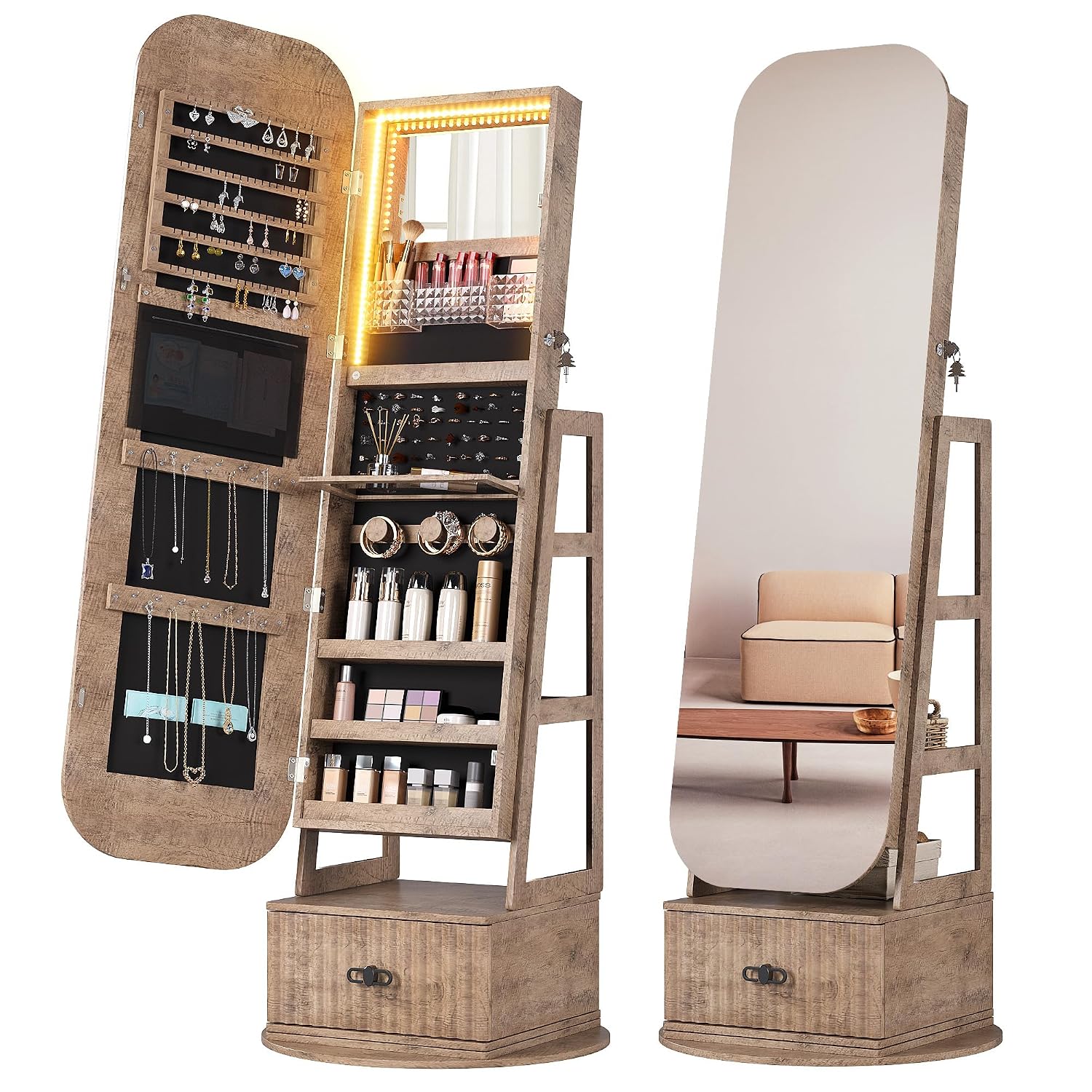 360 graden draaibare sieradenk - Full Length Mirror Jewelry Armoire recensie en prijs