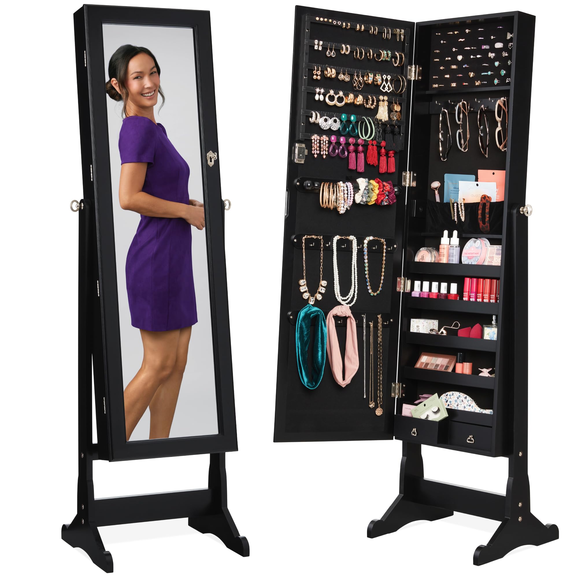 Vrijstaande kledingkast voor s - Full Length Mirror Jewelry Armoire recensie en prijs