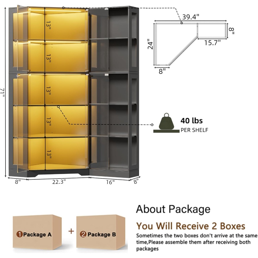 Een hoekvitrine met glazen deu - Storage recensie en prijs