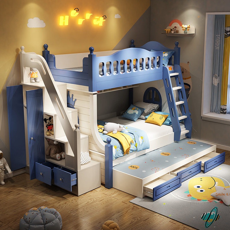 Kinderbed Op- en neergaand bed - Bunk Bed With Stairs And Slide recensie en prijs