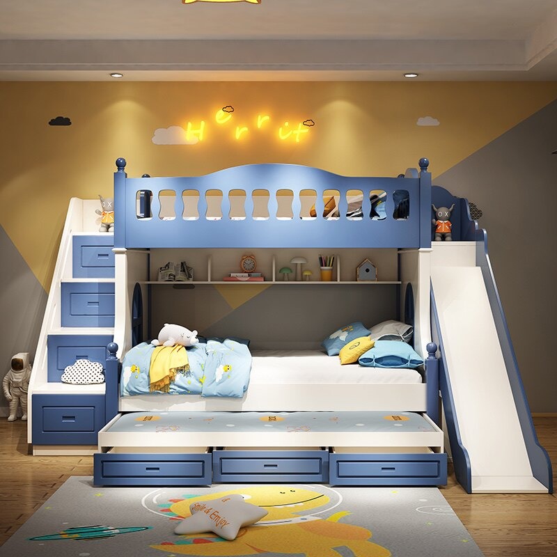 Kinderbed Op- en neergaand bed - Bunk Bed With Stairs And Slide recensie en prijs