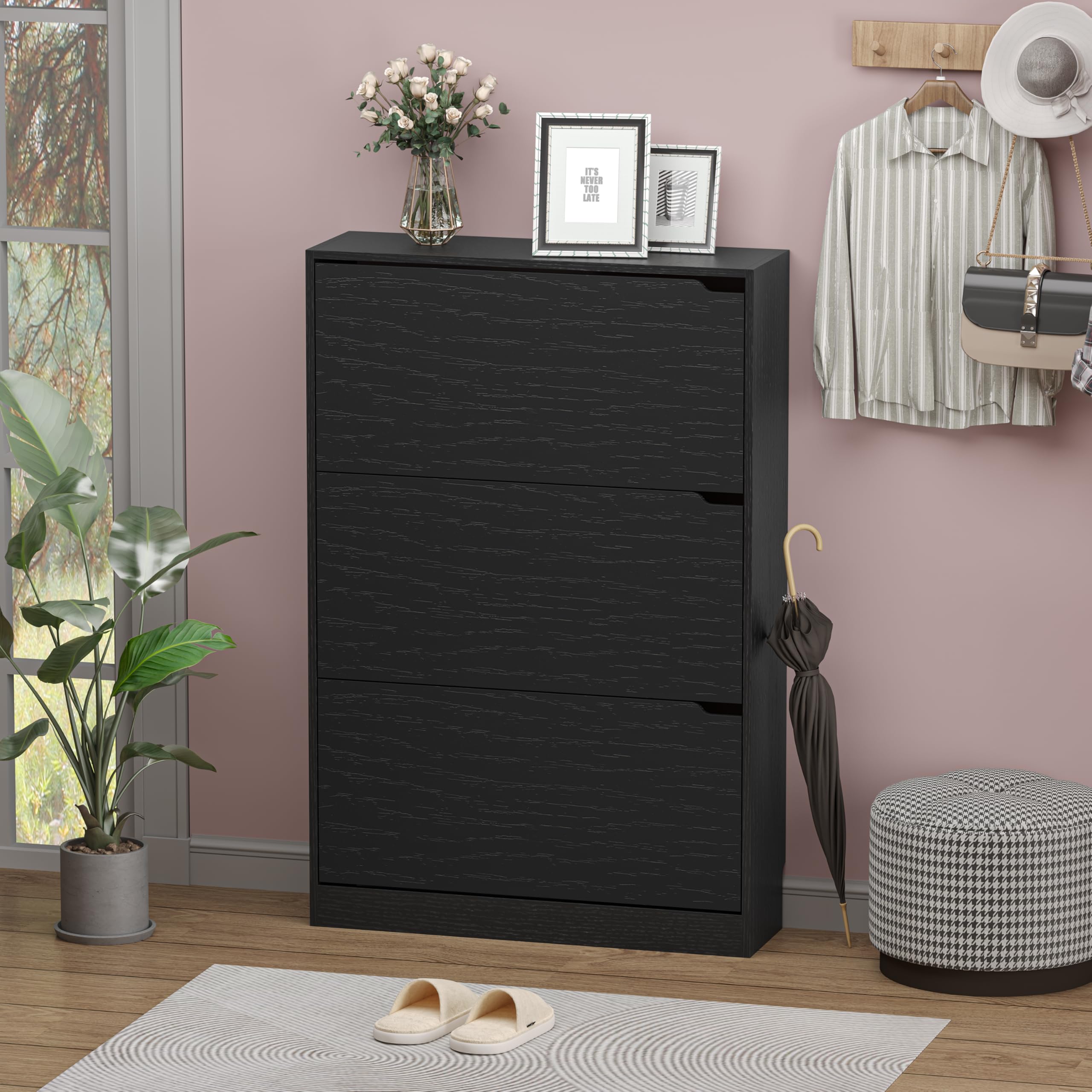 Schoenenkast met 3 opklapbare  - Shoe Rack Cabinet Narrow Entryway recensie en prijs