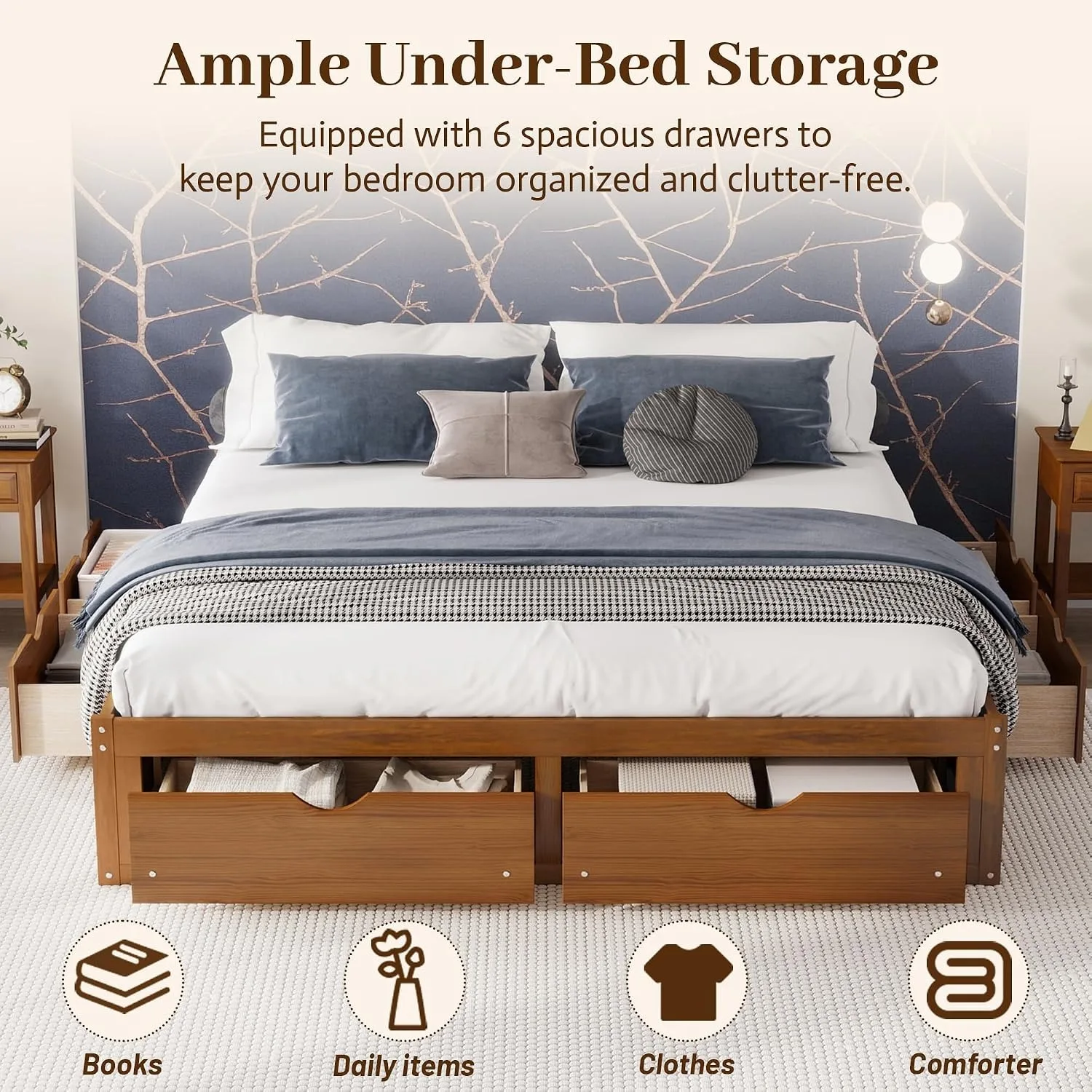 Minimalistisch bedframe van gr - King Size Bed Frame With Storage Drawers recensie en prijs