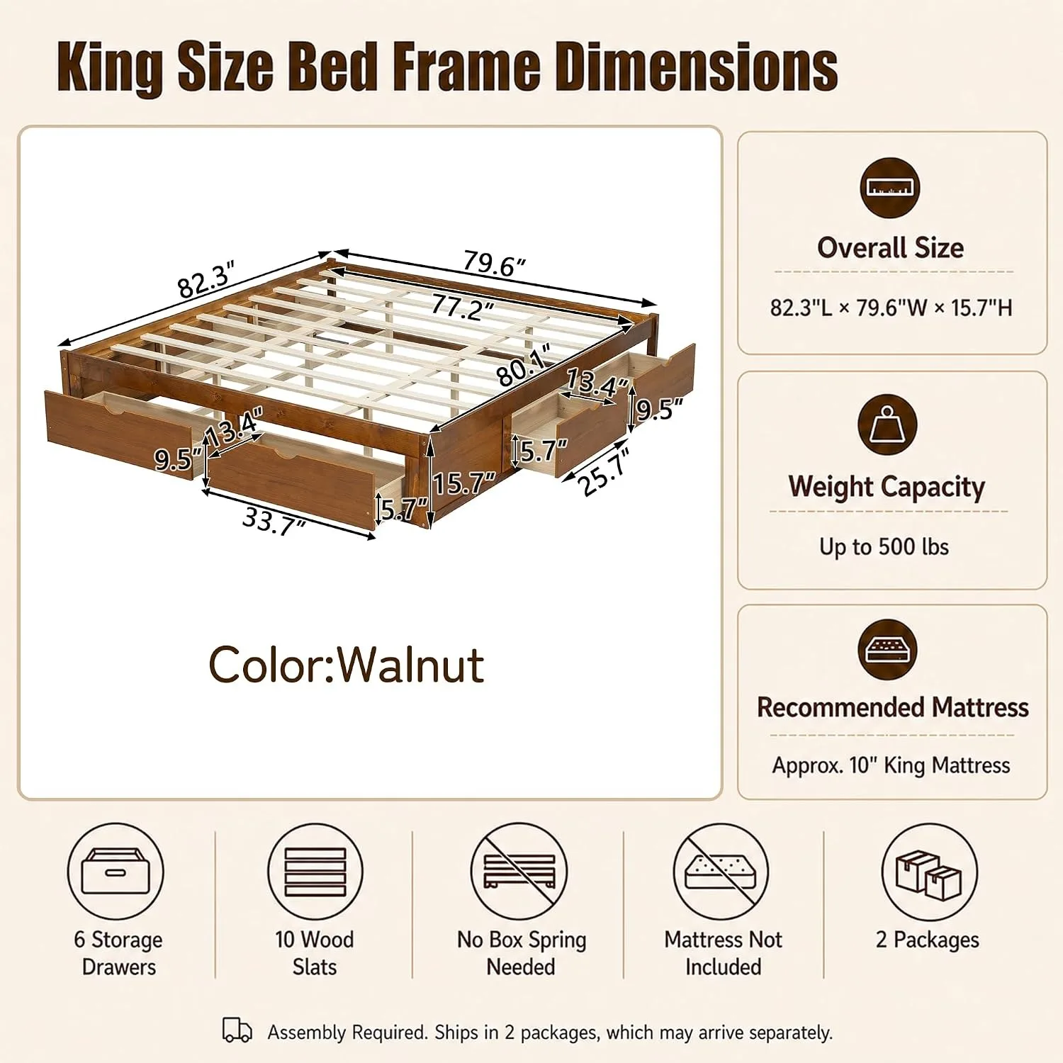 Minimalistisch bedframe van gr - King Size Bed Frame With Storage Drawers recensie en prijs