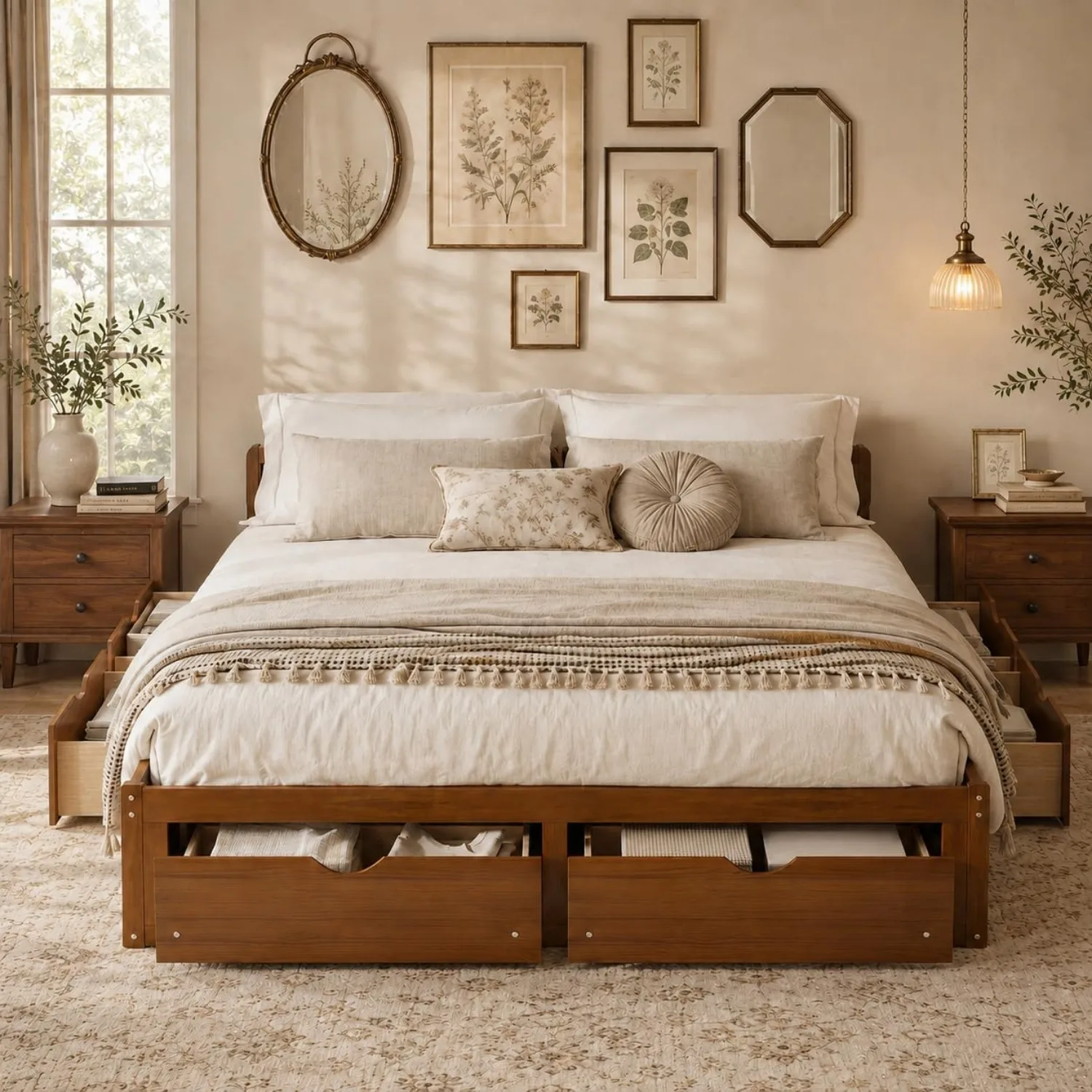 Minimalistisch bedframe van gr - King Size Bed Frame With Storage Drawers recensie en prijs