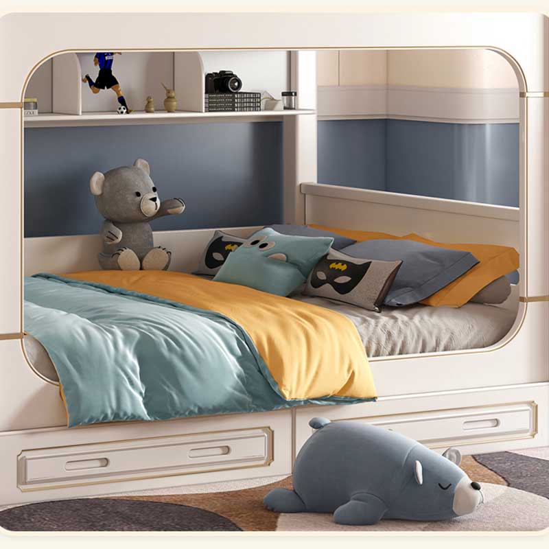 Modern wit kinderkamermeubilai - Bunk Bed With Stairs And Slide recensie en prijs