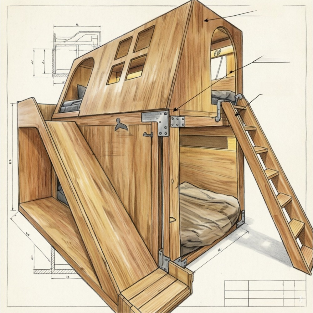 Amerikaans massief houten kind - Bunk Bed With Stairs And Slide recensie en prijs