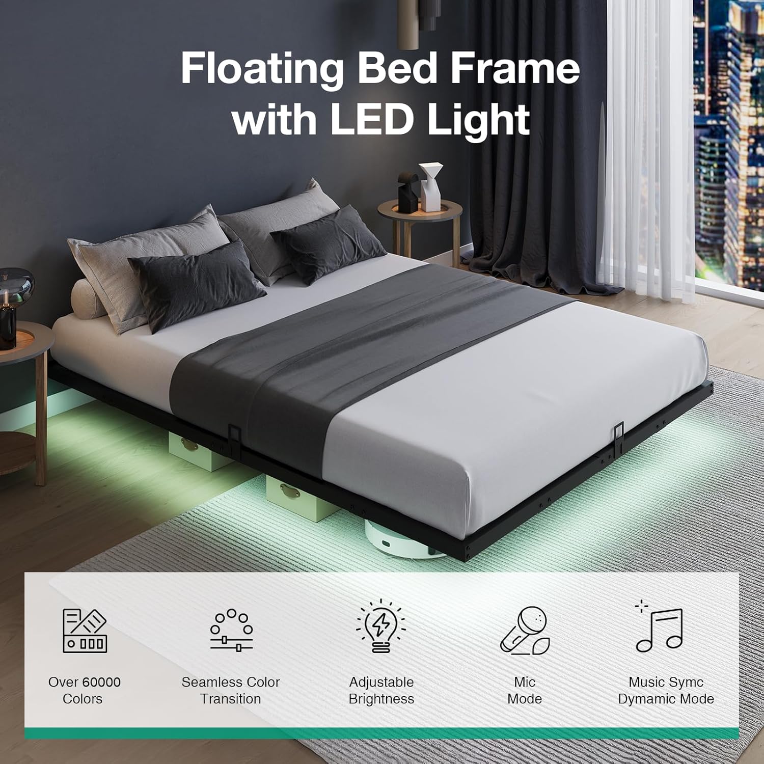 Drijvend bedframe met LED-verl - Memory Foam Mattress In A Box Queen recensie en prijs
